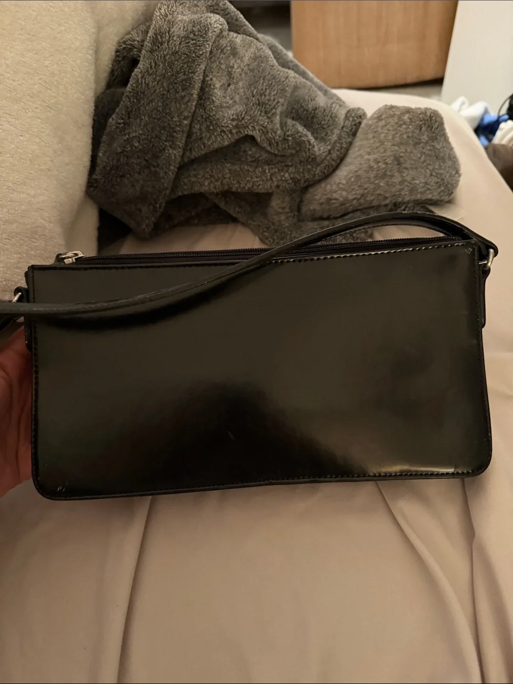 Esprit Black Leather-Look Crossbody Clutch